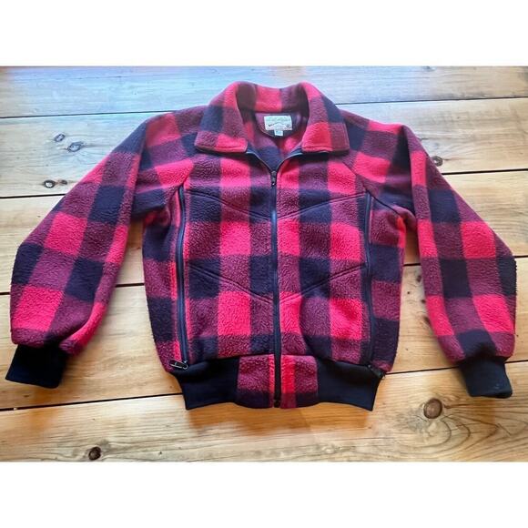 Cabela's Women's Black & Red Plaid Zip up jacket. Vintage? Made in USA. LARGE - Picture 1 of 8